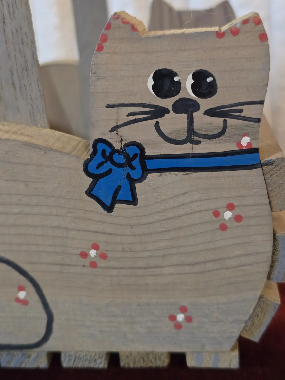 Vtg Sawmill Critters Handcrafted Wood Cat Basket Caddy Hand Painted - Tennessee